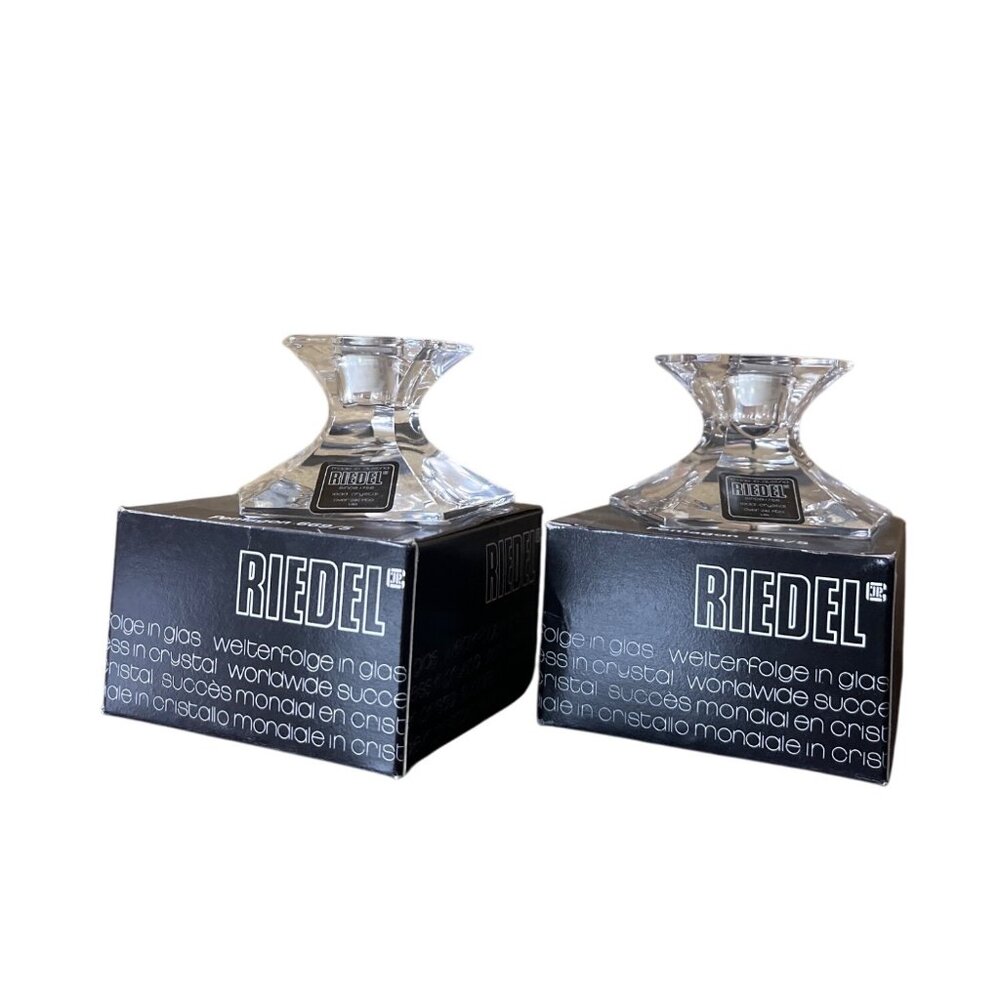 Vintage Riedel Austrian Lead Crystal Candleholders Pair